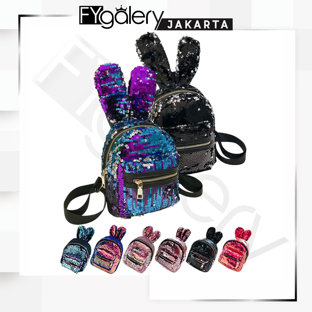 FYGALERYJAKARTA FYG1389 Tas Ransel Anak Kelinci Glitter Backpack Sequin Rabbit Fashion