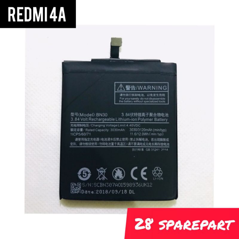 BATERAI/BATRE BN30 XIAOMI REDMI 4A ORIGINAL