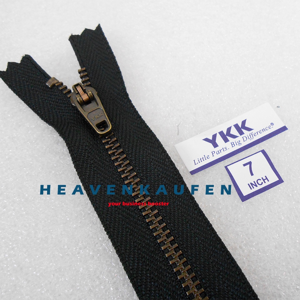 Resleting Zipper YKK Jeans Besi Metal 17,5 cm atau 7 inch ATG Bakar