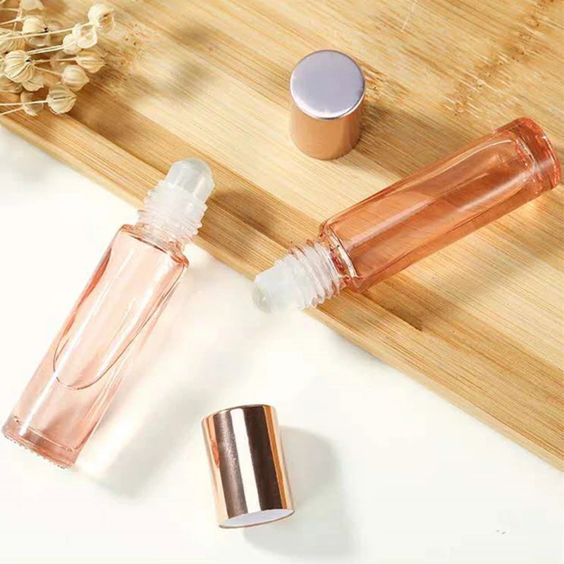 [5ml/10ML Rose Gold Roll On Sub-bottle][ Thick Glass Empty Perfume Essential Oil Vials With Roller Ball][Durable Travel Clear Bottle]