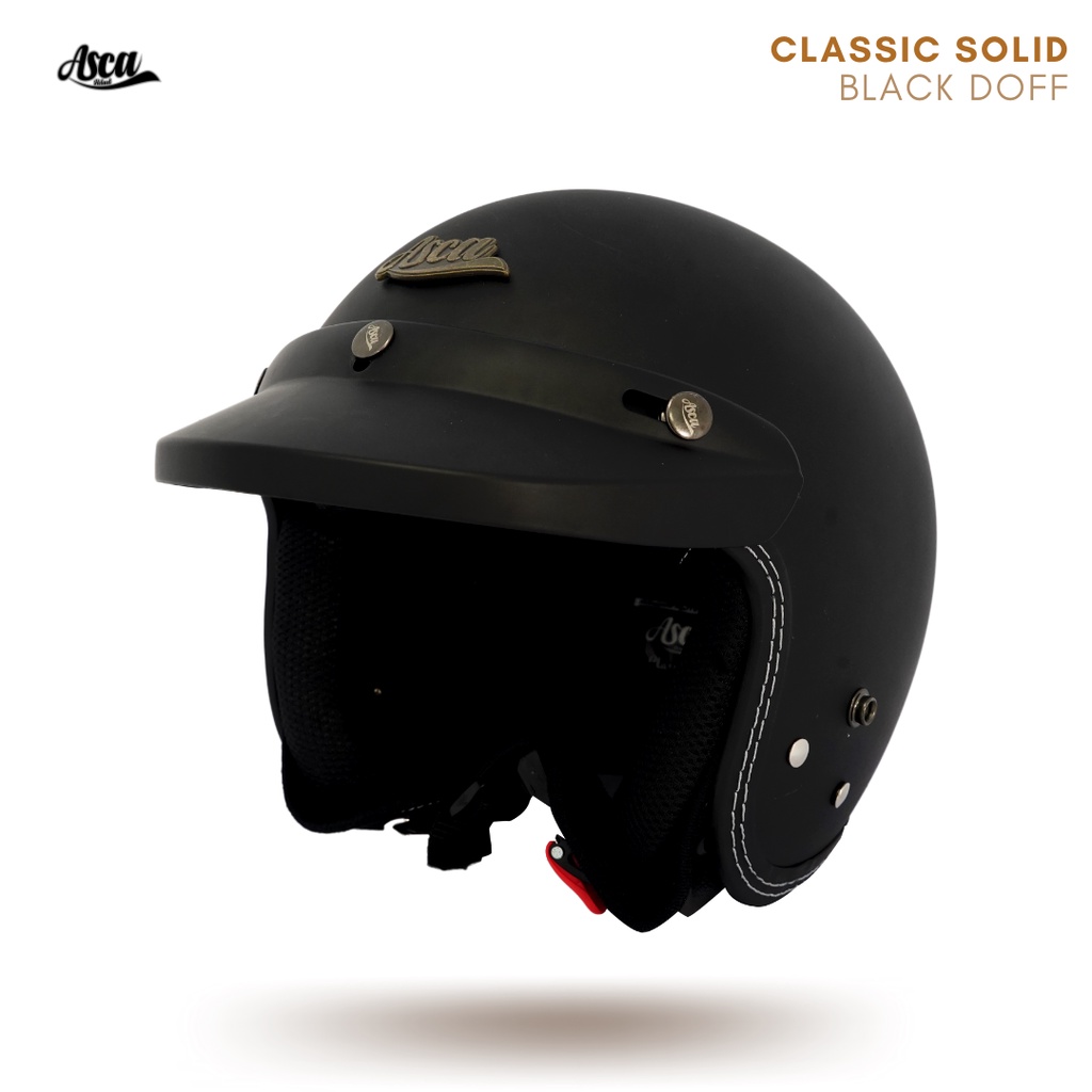 HELM ASCA CLASSIC SOLID BLACK DOFF  HELM RETRO ORI ( BEST SELLER )HELM ASCA RETRO