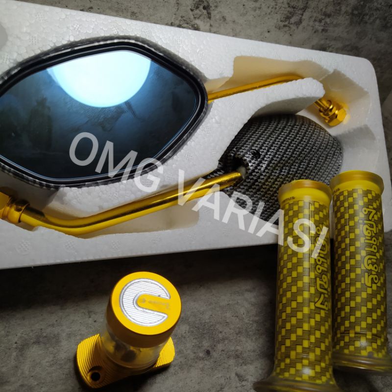 PAKET SPION BEAT TWOTONE - GRIP KARBON PELANGI DAN HANDLE BEAT TWOTONE FREE JALU AS RODA DEPAN 2TONE-2