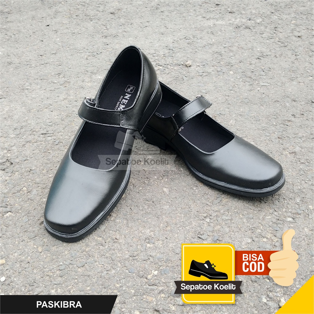 UKURAN SEPATU SEKOLAH CEWEK SEPATU PANTOFEL WANITA KULIT ASLI JUMBO BIG SIZE PASKIBRA WANITA - SEPATU PASKIB WANITA - SEPATU PANTOFEL WANITA -  PANTOPEL HITAM JUMBO