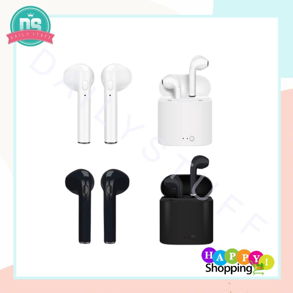 DS EARPHONE BLUETOOTH i7S TWS WITH CHARGER CASE / HEADSET BLUETOOTH IMPORT / AIRPOD WIRELESS--