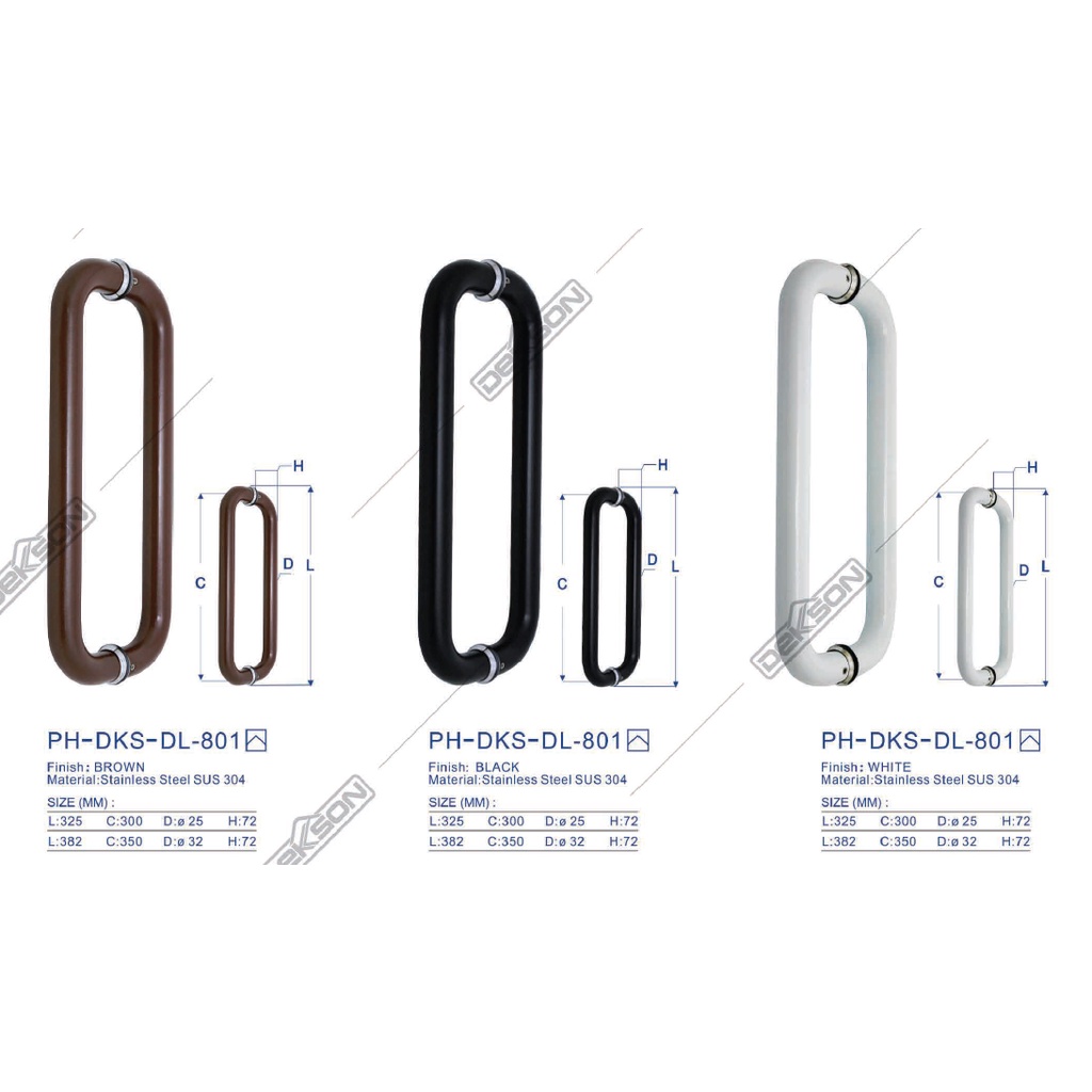 PULL HANDLE DEKKSON DELUXE PH DL801 25X325X300 BLACK BROWN WHITE AS 30