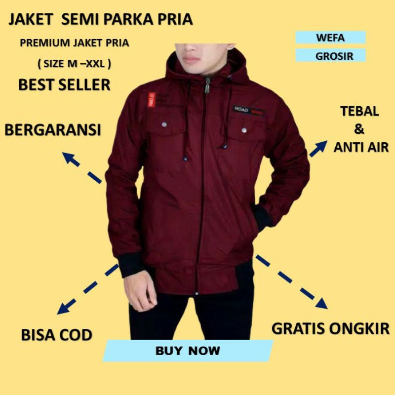 JAKET BOMBER PRIA SEMI PARKA MOTOR ANTI AIR MURAH TERBARU