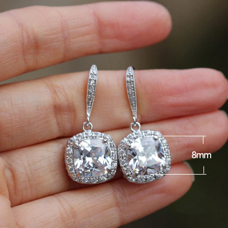 Luxury Silver Color Women's Drop Earrings With Brilliant Cubic Zirconia Fashionable Versatile Wedding Engagement Jewelry