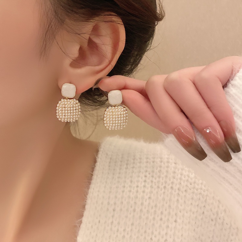 Anting Mutiara Bentuk Persegi Gaya Korea