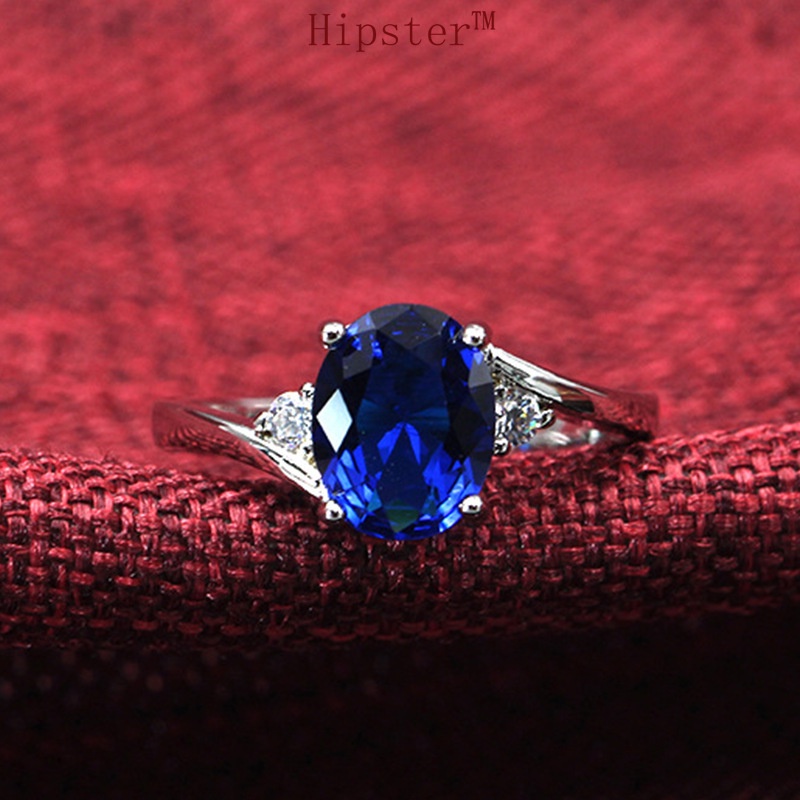 New Hot Sale Simple All-Match Inlaid Sapphire Ring