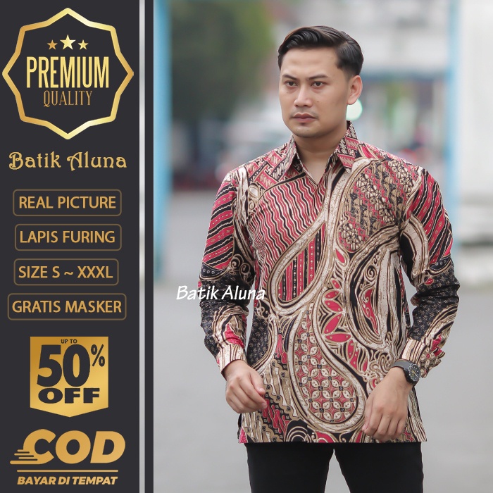 BATIK PRIA LENGAN PANJANG MEWAH PREMIUM ALUNA PRABUSENO SHANGHAI KERIS KEMEJA BATIK ACARA NIKAHAN KE