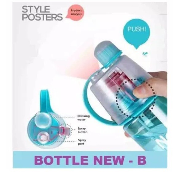 CINSTORE BOTOL MINUM NEW B SPORT SPRAY WATER BOTTLE 600 Ml BOTOL MINUM SEMPROT