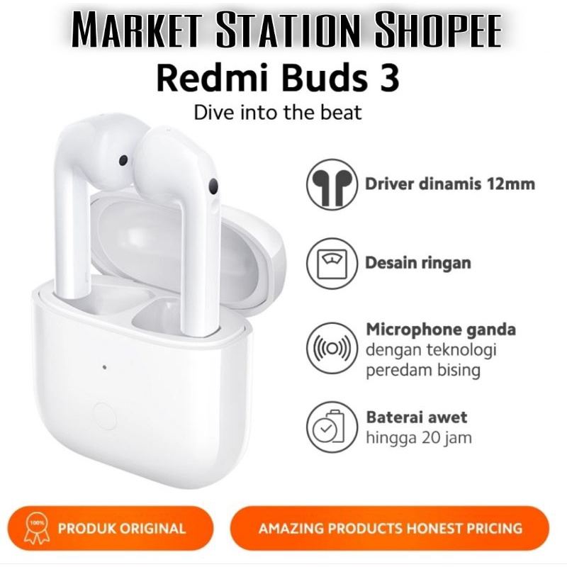 Xiaomi Redmi Buds 3 TWS Earphones Headset - Garansi Resmi