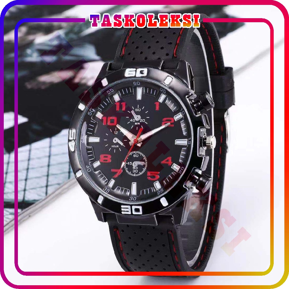 ☛TK☚ Jam Tangan Pria Sport Chrono Korea Fashion Quartz Men Silikon Analog Watch JT048