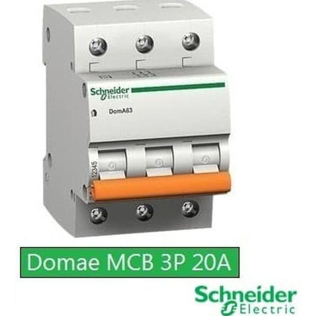 MCB BREAKER SCHNEIDER DOMAE 20 AMPERE 3 PHASE DOM11350