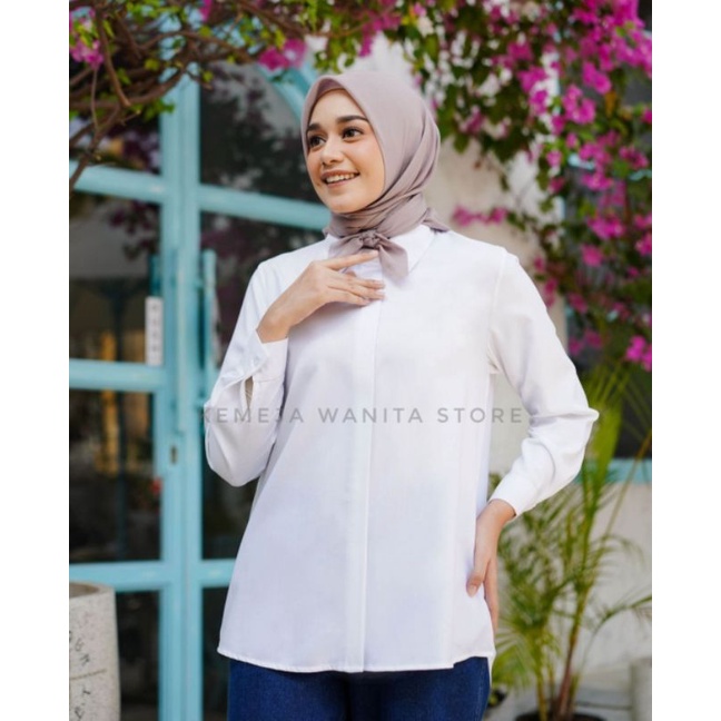 Kemeja wanita Casual Bahan Toyobo Polos Atasan Murah Varian Warna Size M L XL  Lengan Panjang Ld 96 