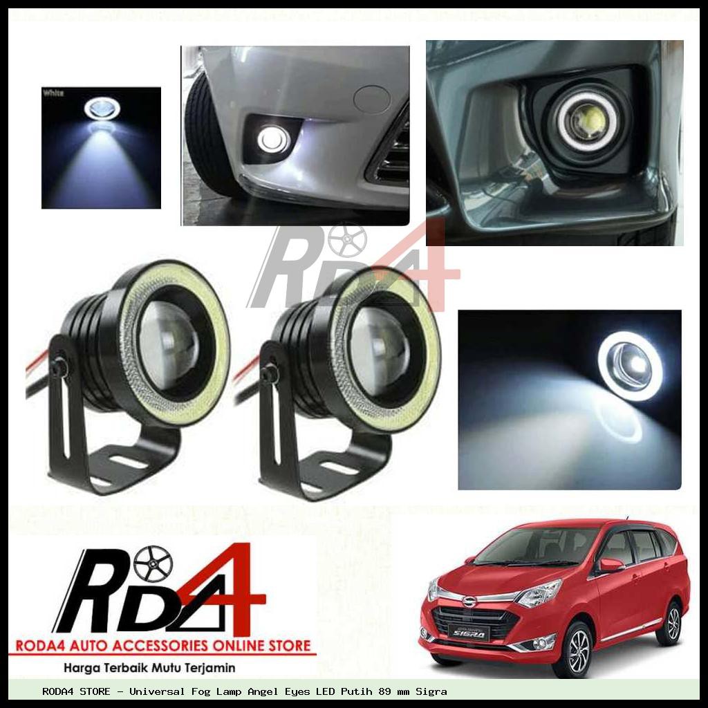 Universal Fog Lamp Angel Eyes LED Putih 89 mm Sigra