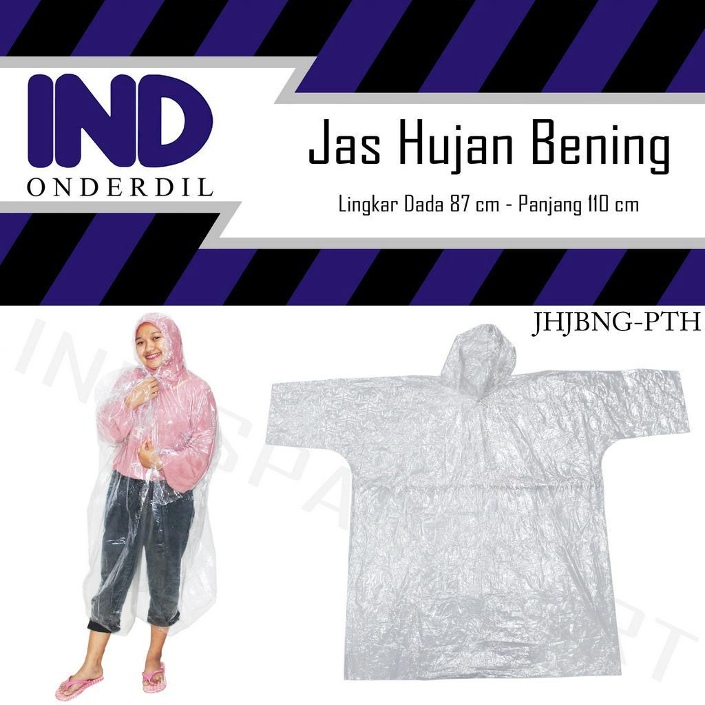 Jas Hujan-Ujan Transparan-Bening-Transparant Plastik PE Tebal Dewasa Bisa Dipakai Berulang Kali