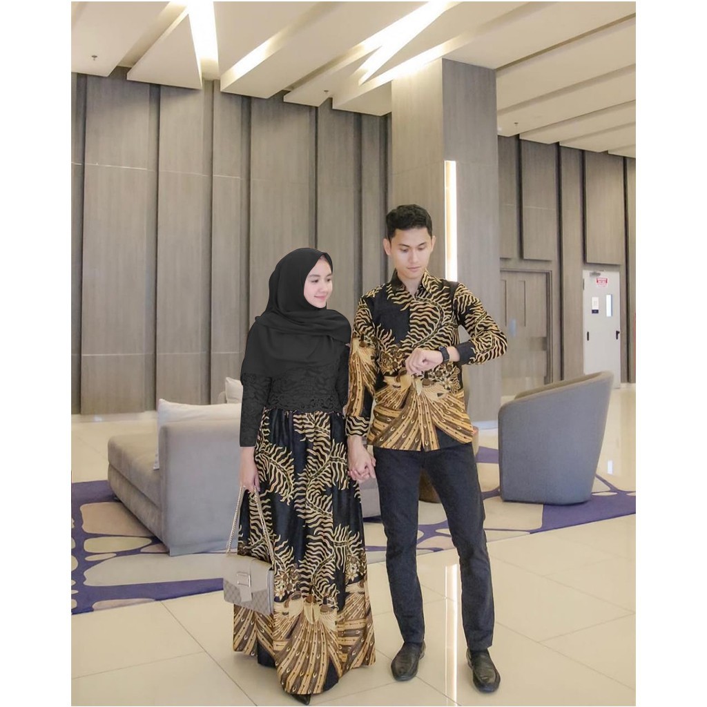 (ORI & BUSUI_6 VARIAN WARNA) Batik Couple Kartika 2495 Gamis kebaya modern Motif Kelabang
