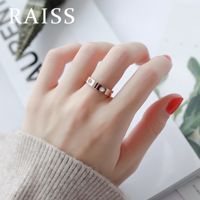 Cincin Bahan Titanium Steel Desain Bunga Aster Antikarat Gaya Korea Untuk Pria Dan Wanita