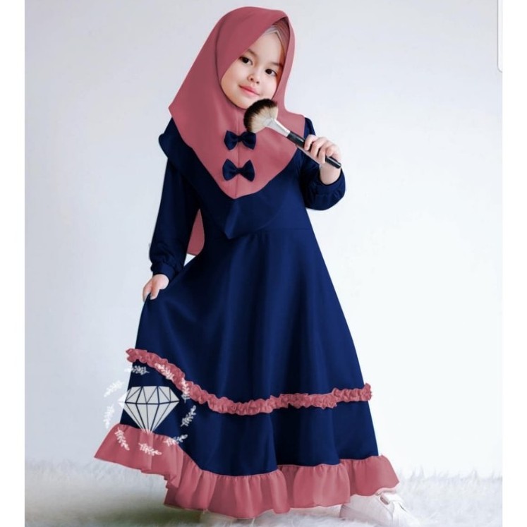 CALYA Gamis anak Jersey / gamis anak perempuan 1-8 th / MODEL SAEFA