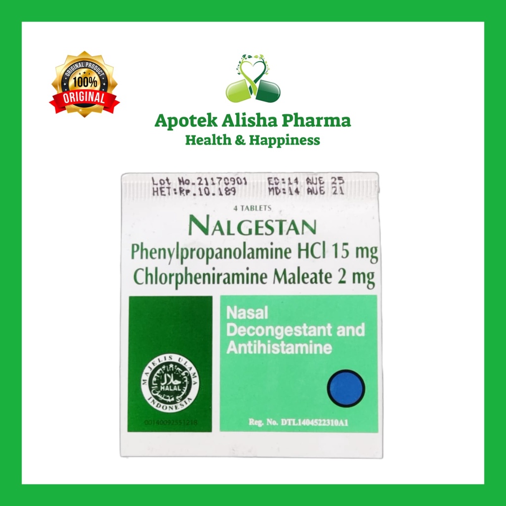 NALGESTAN Strip 4 Tablet-Nalgestan Tablet Obat Flu Pilek Alergi Rhinitis Gatal Tenggorokan Bersin Hidung Tersumbat