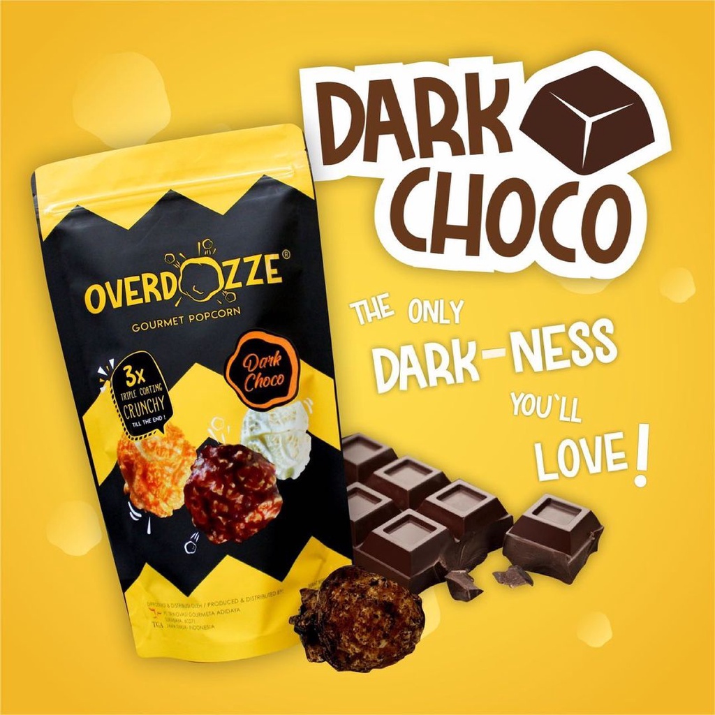 

Overdozze Popcorn Dark Choco Gourmet Snack Cemilan Coklat 115gram