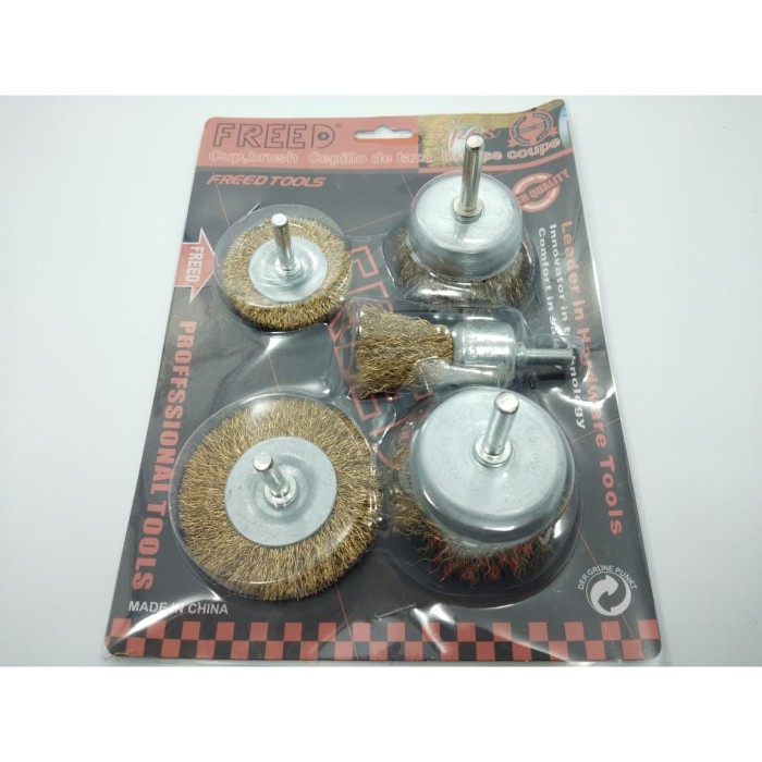 Sikat Kawat Besi Wire Brush Bor Mangkok 5pcs Set Mata Bor Mangkok