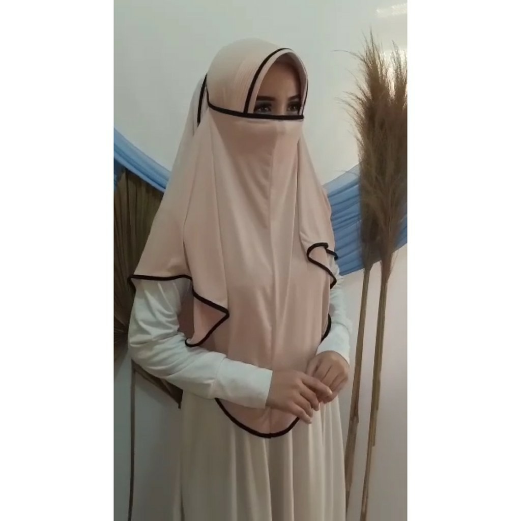 Alny Hijab -Jilbab Instan Niqab Sharmila Jilbab Ayana Cadar Jersey Jilbab 3 in 1 French Khimar Nadhira Niqab