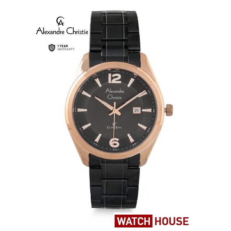 ALEXANDRE CHRISTIE AC 8583 AC8583 AC8583MD 8583 BLACK ROSEGOLD ANALOG ORIGINAL WATCH JAM TANGAN PRIA