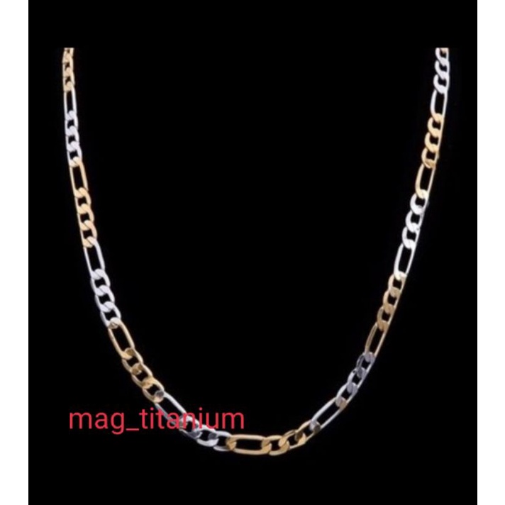 KALUNG RANTAI TITANIUM KOMBINASI PRIA WANITA TERLARIS STAINLEES STEEL