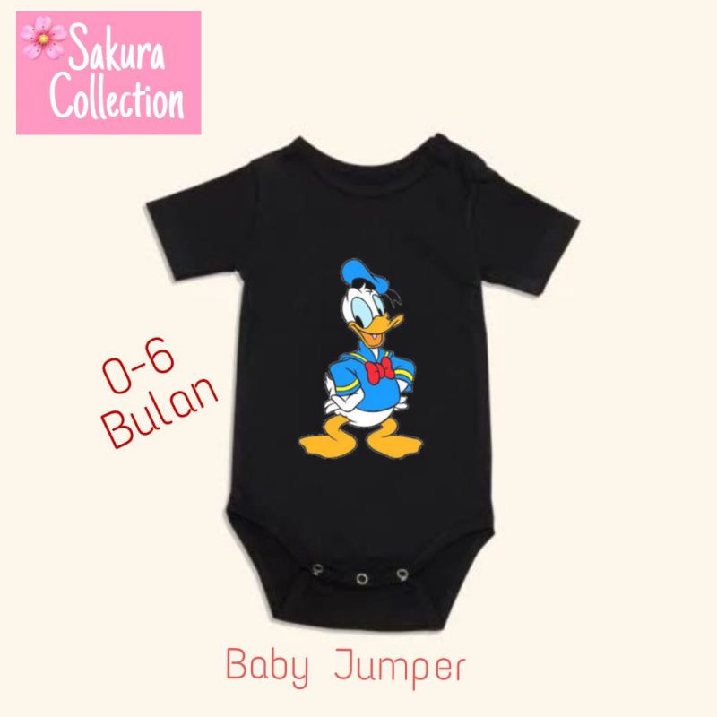 Kaos baju bayi Donald duck bebek Jumper baby kids pendek kaus logo kartun tee tulisan usia 0 1 2 3 4 5 6 7 8 9 10 11 12 bulan sampai umur 1 tahun adem jumpsuit babysuit romper bodysuit fashion little kids anak kecil BEST SELLER pria wanita unisex MURAH