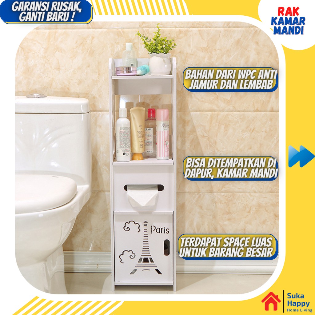 Rak Kamar Mandi Kayu WPC Rak Lemari Kabinet Toilet Tempat Sabun Shampo Minimalis Nakas Samping Kasur