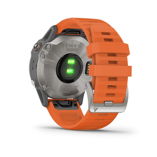 Garmin Watch Fenix 6 Titanium with Ember Orange Band - Garansi Resmi Tam 2 Tahun