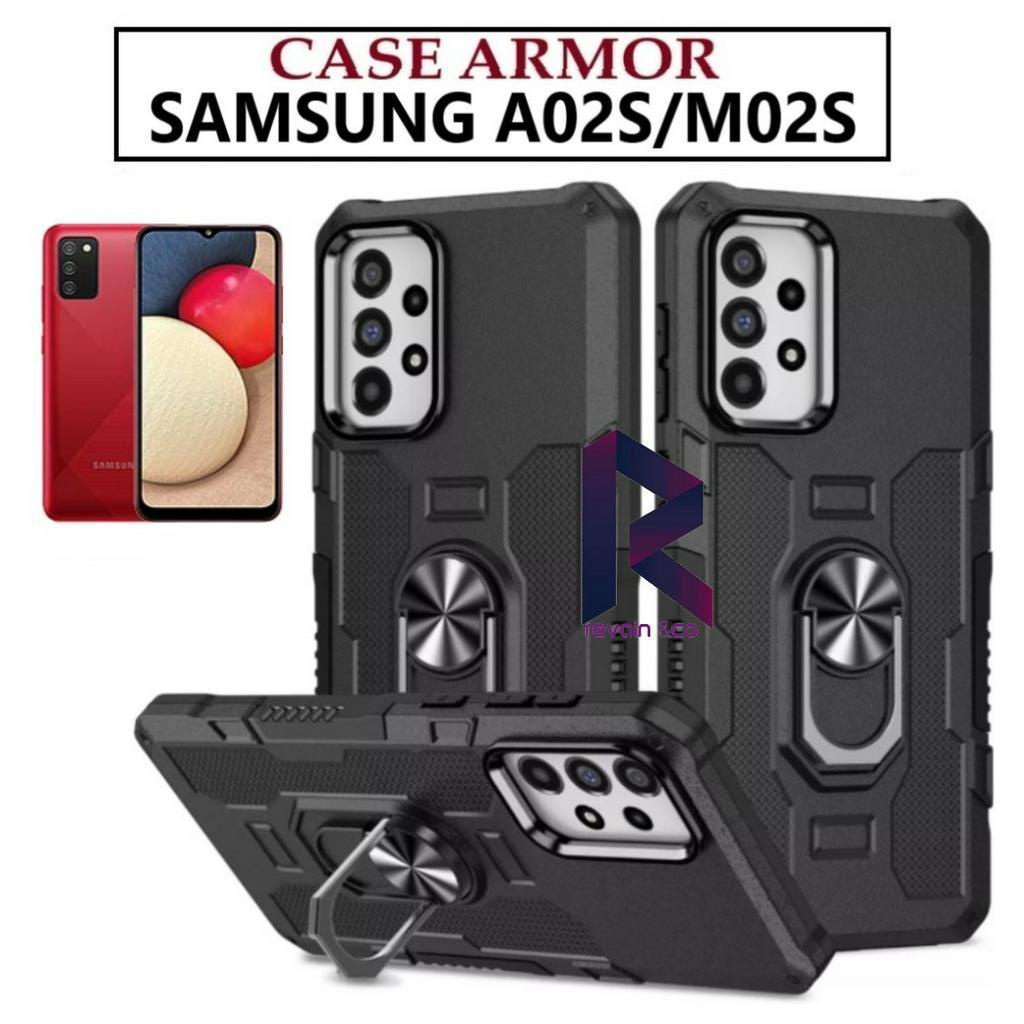 Case Armor SAMSUNG A02S M02S Iring Cincin Magnetic Kesing Hp Protect kamera Premium Hard Case Standing Robot Pelindung Kamera