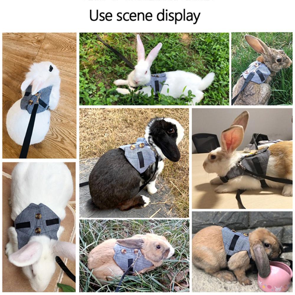 Timekey Rompi Harness + Tali Tuntun Kelinci / Kelinci Peliharaan Motif Kotak-Kotak Warna Abu-Abu C9Z6