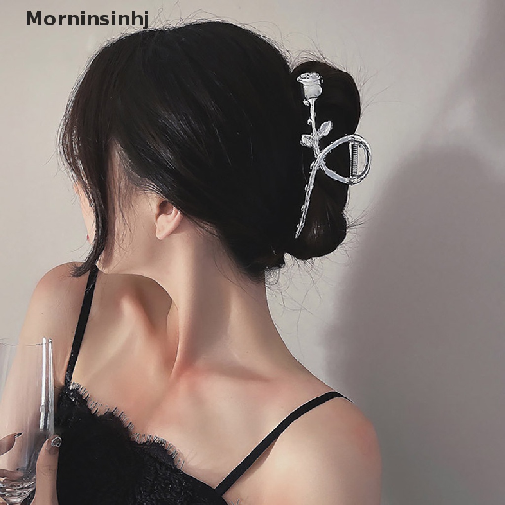 Mornin Woman Metal Rose Floral Hair Claw Crab Wanita Jepit Hairgrip Wanita Jepit Rambut id