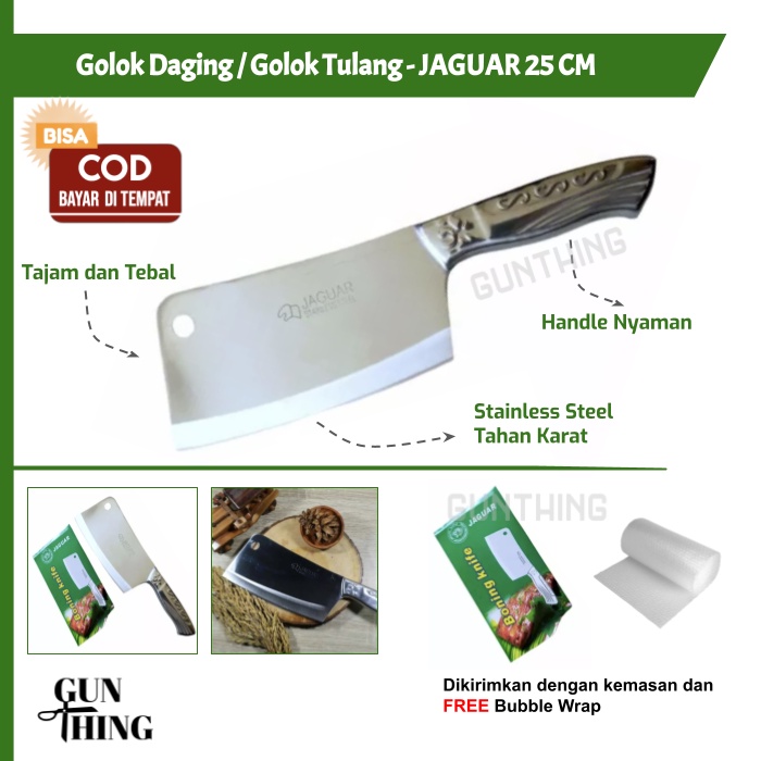 Golok Pisau Daging / Golok Tulang JAGUAR - JAJIAGUA 25 cm - 315 Stainless Steel