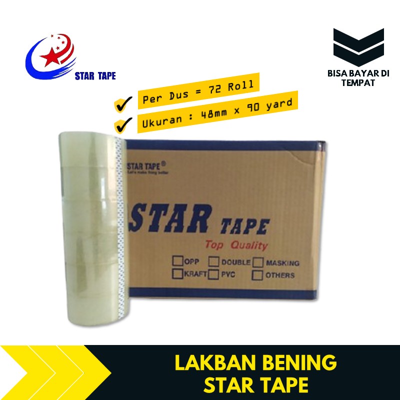 

Lakban Bening 2 Inch 90 Yard 1 Dus STAR TAPE TBMS1176