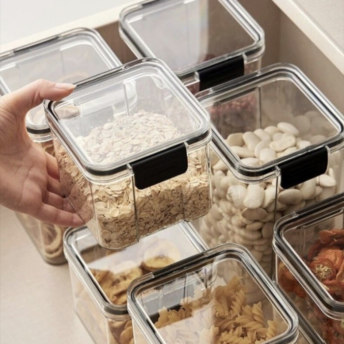 Toples Kedap Udara Penyimpanan Cereal Makanan Snack Bumbu Storage Jar Toples Lebaran Import