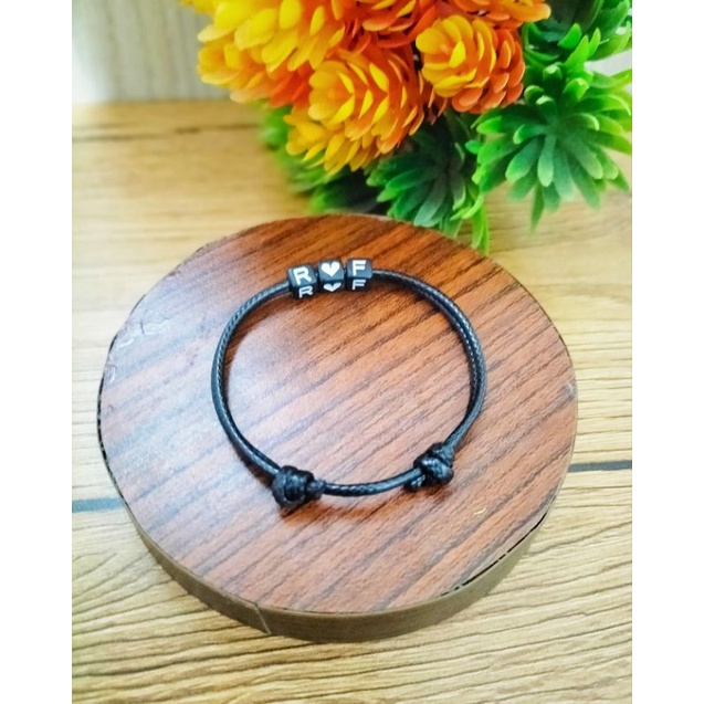 GELANG TALI HITAM INISIAL CUSTOM HURUF/ GELANG TALI POLOS/ GELANG TALI MURAH/ GELANG INISIAL HURUF/ 