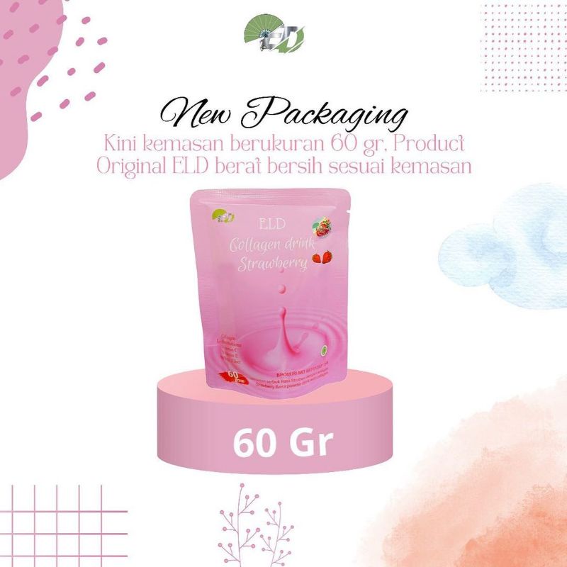 ELD COLLAGEN 60GR ORIGINAL 100%/ELD COLLAGEN DRINK STRAWBERY SUSU PEMUTIH DAN PELANGSING/AMAN BUMIL 