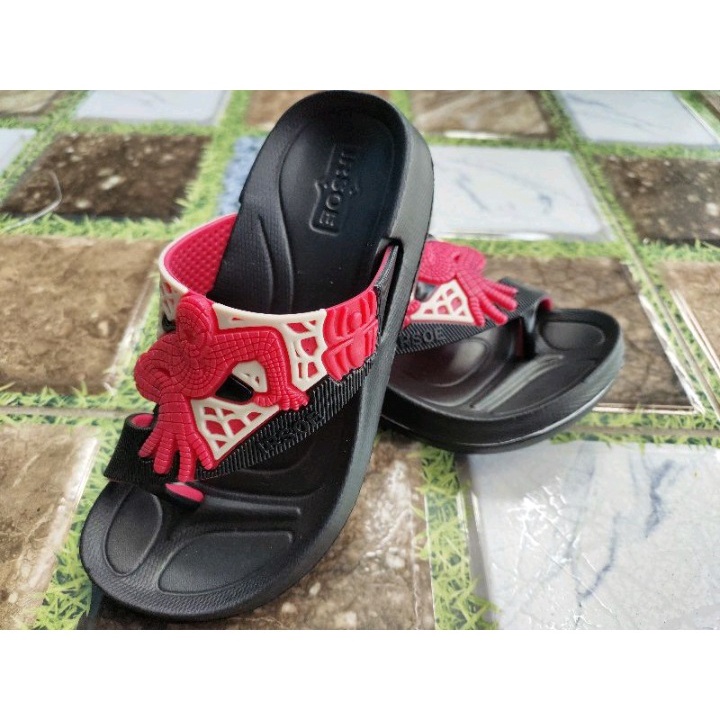 sandal anak usia tanggung -sandal jepit flat karet jelly karakter spiderman lucu .warna dikirim rand