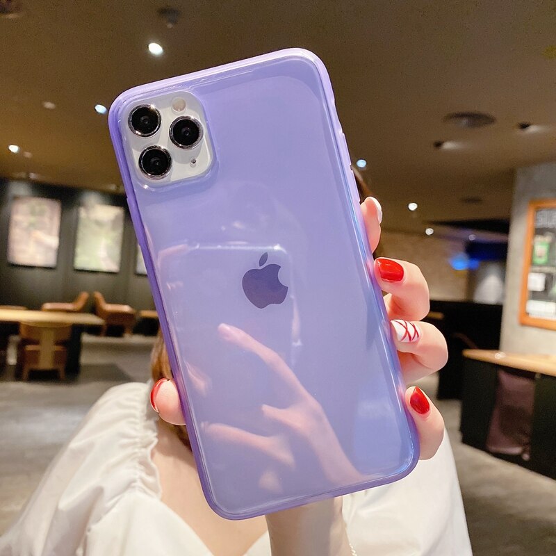 Soft Case Tpu Transparan Warna Ungu Untuk Iphone 12 Pro Max 11 Pro Max Indonesia