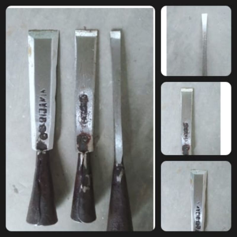 Pahat tatah kayu bahan baja super set 3pcs