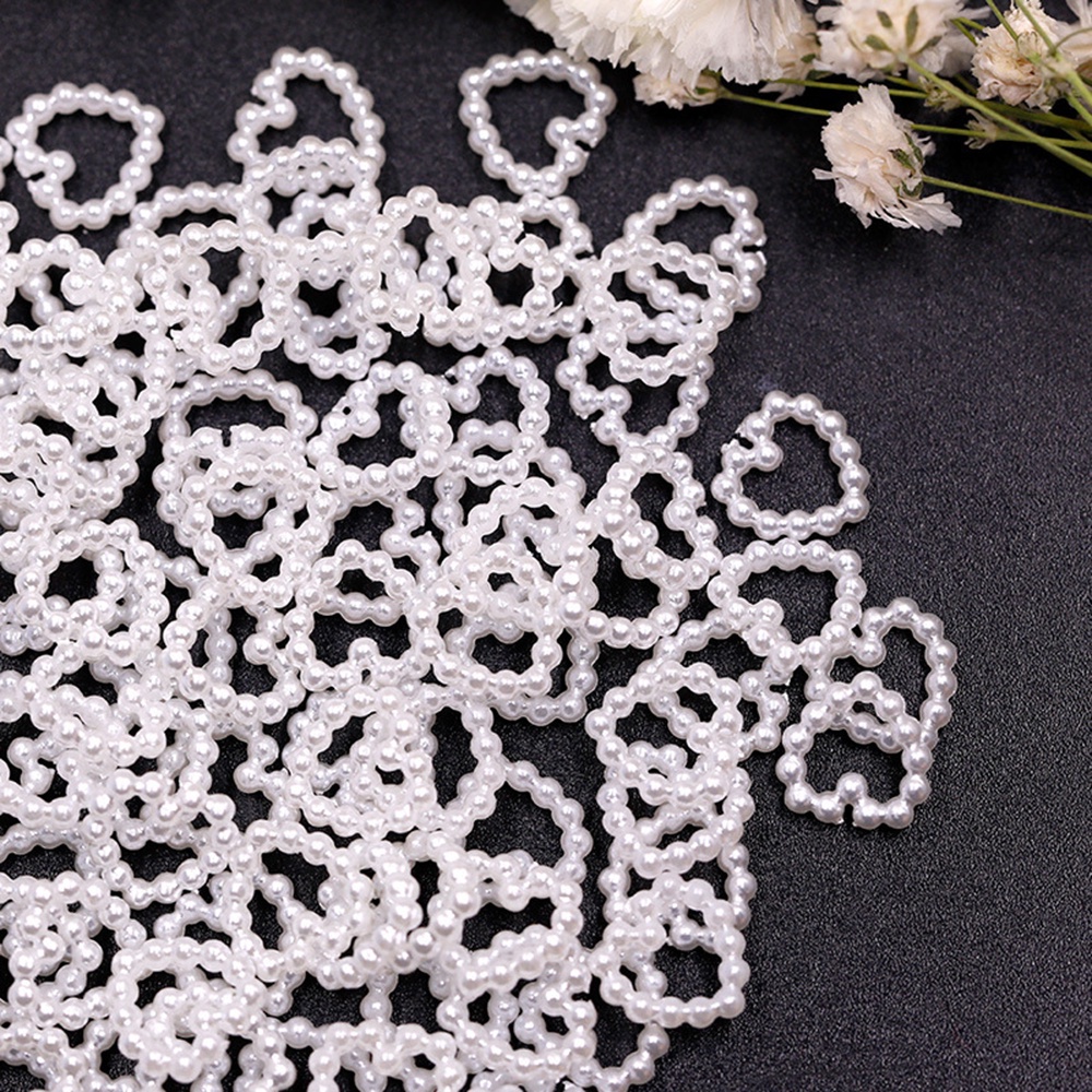 MXBEAUTY White 3D Nail Jewelry Vintage Manicure Accessories Pearl Nail Art Decoration Japanese Style Fashion Charm 20pcs Heart-shaped Design DIY Nail Art