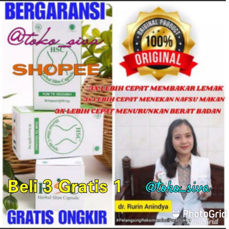 { COD TERLARIS } HSC ASLI Obat Pelangsing Herbal Slim Kapsul-Obat Pelangsing Hsc Original