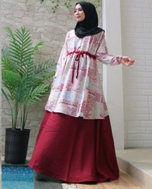 Gamis Bunga Polos Gamis harian rumahan