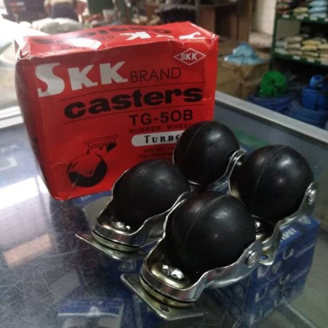 Roda Caster Karet Bulat Hitam - SKK TG-50B - 50mm (2&quot;) 1 set isi 4 pcs