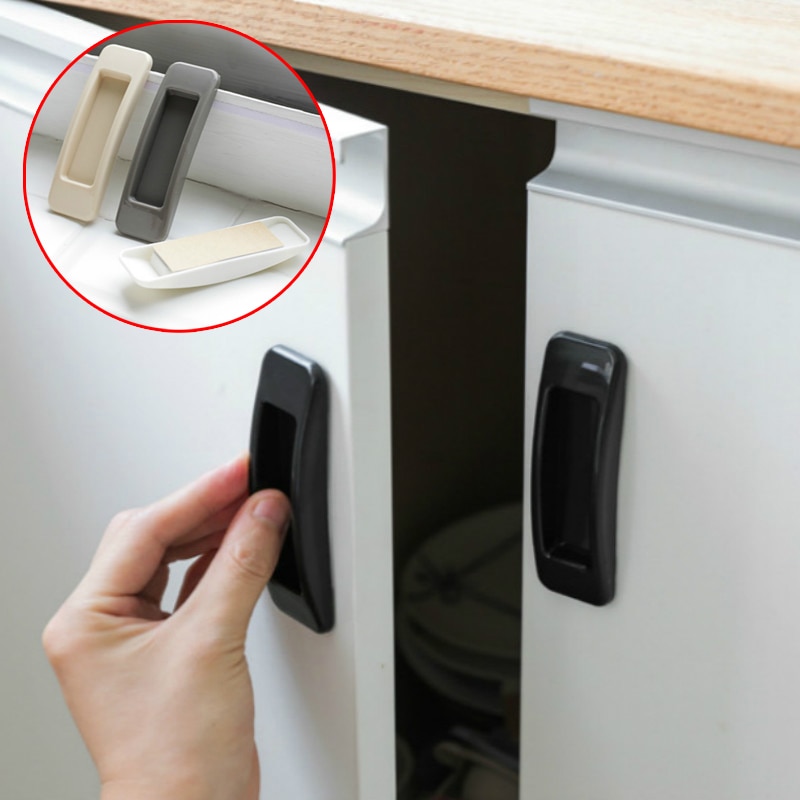 2pcs / set Gagang Pintu / Jendela Kaca Geser Multifungsi Dengan Perekat