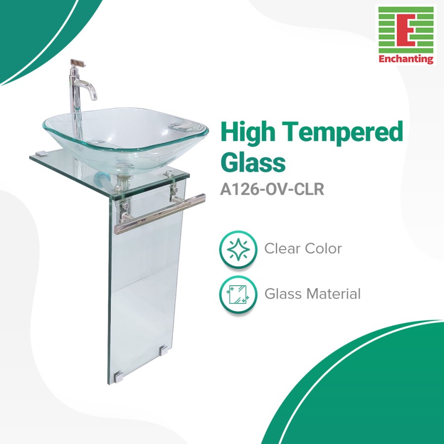 Wastafel Kaca High Tempered Glass Europe Enchanting A126-OV-CLR